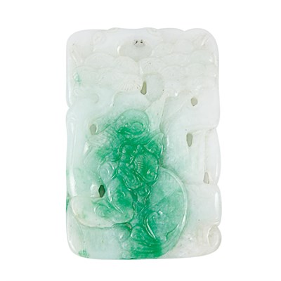 Lot 257 - Chinese Jadeite Pendant Of rectangular form,...