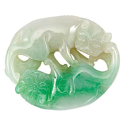 Lot 258 - Chinese Jadeite Pendant The oval shape carved...