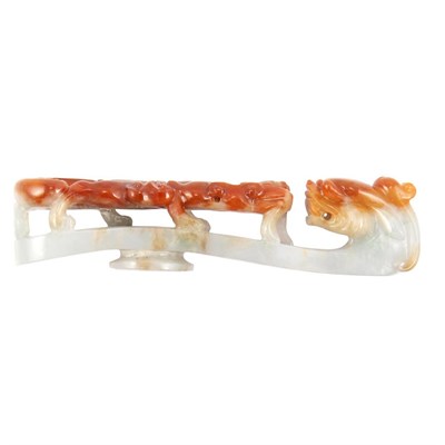 Lot 363 - Chinese Red and White Jade Belthook 19th/20th...