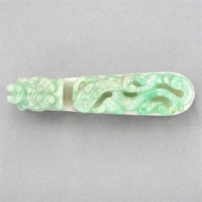 Lot 198 - Chinese Jadeite Belthook 19th Century Carved...
