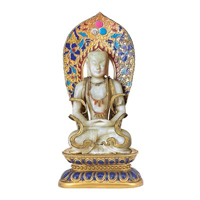 Lot 473 - Chinese White Jade Buddha Qing Dynasty Seated...