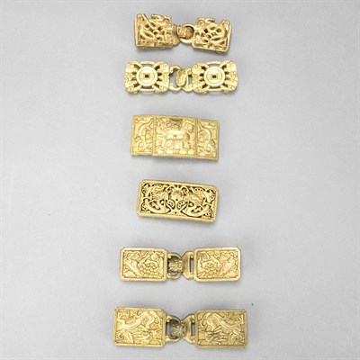 Lot 69 - Group of Six Chinese Gilt-Bronze Belt Buckles...