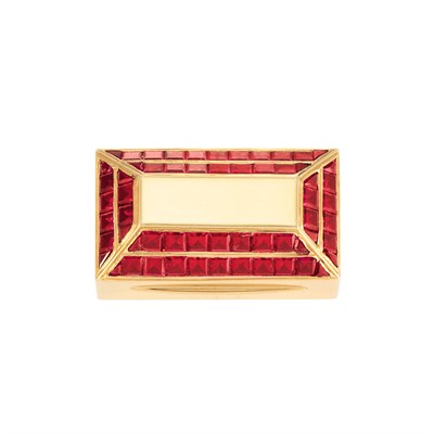 Lot 34 - Gold and Garnet Pill Box, Tiffany & Co.