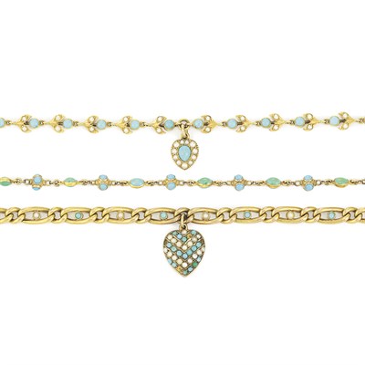 Lot 467 - Group of Antique Turquoise Jewelry and Turquoise Earclips and Ring