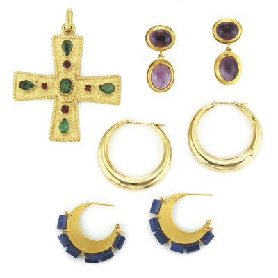 Lot 624 - Group of Gold and Gem-Set Jewelry
