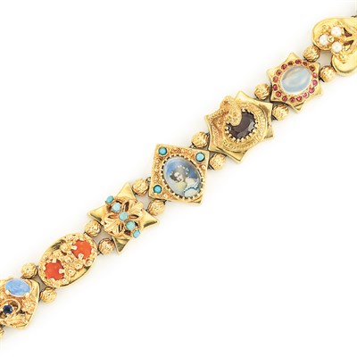 Lot 353 - Gold and Gem-Set Ornament Bracelet