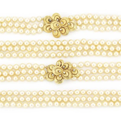 Lot 647 - Two Triple Strand Cultured Pearl Necklaces