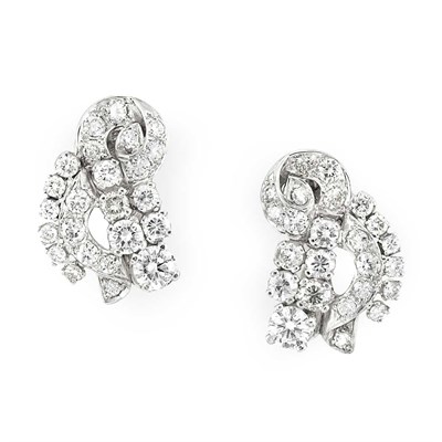 Lot 777 - Pair of Platinum and Diamond Earclips