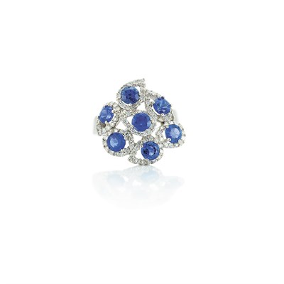 Lot 323 - White Gold, Sapphire and Diamond Ring