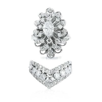Lot 603 - Two White Gold and Diamond Rings
