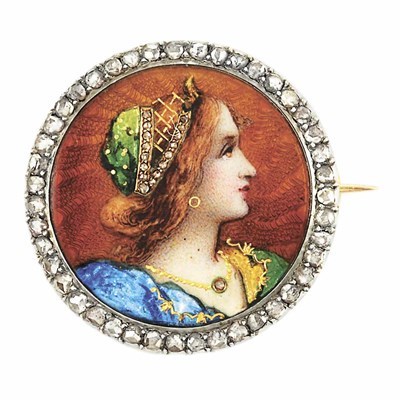 Lot 160 - Antique Gold, Platinum, Portrait Miniature and Diamond Pin