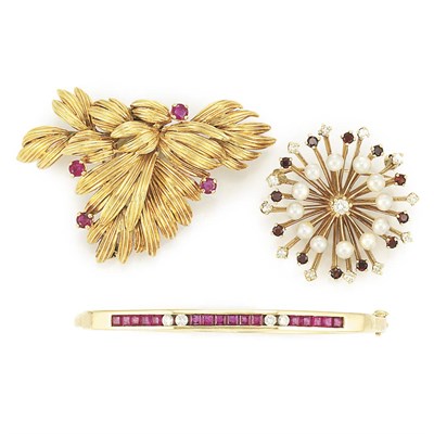 Lot 53 - Group of Gold, Ruby, Garnet and Diamond Jewelry
