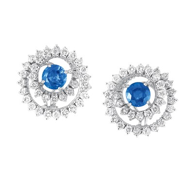 Lot 79 - Pair of White Gold, Sapphire and Diamond Spiral Earrings