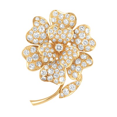 Lot 141 - Gold and Diamond Flower Clip