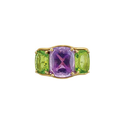 Lot 21 - Gold, Amethyst and Peridot Ring