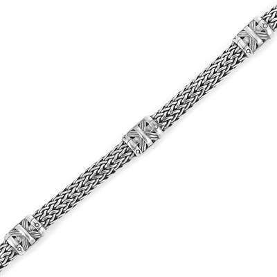 Lot 765 - Woven Sterling Silver Bracelet, John Hardy