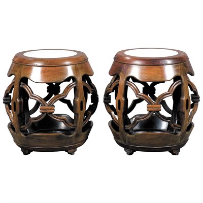 Lot 77 - Pair of Chinese Hardwood Stools 18th/19th...