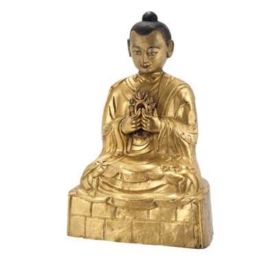 Lot 31 - Sino-Tibetan Gilt-Copper Figure of the Arhat...