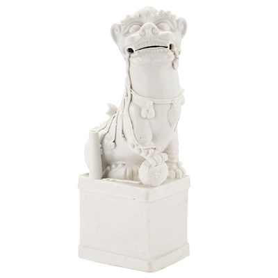 Lot 192 - Chinese Blanc de Chine Foo Lion Taperstick...