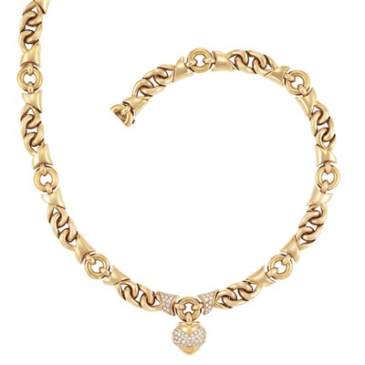 Lot 481 - Gold and Diamond Pendant-Necklace, Bulgari