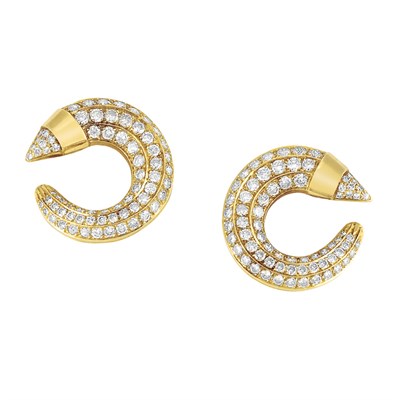Lot 96 - Pair of Gold and Diamond Hoop Earclips