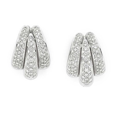 Lot 324 - Pair of White Gold and Diamond Hoop Earrings