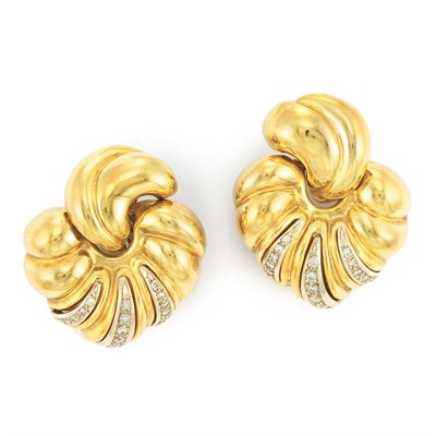 Lot 94 - Pair of Gold and Diamond Pendant-Earrings