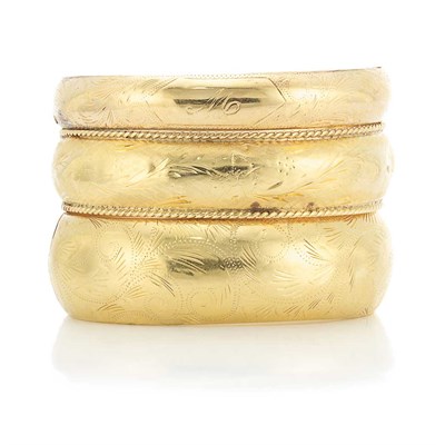 Lot 272 - Three Gold Bangle Bracelets