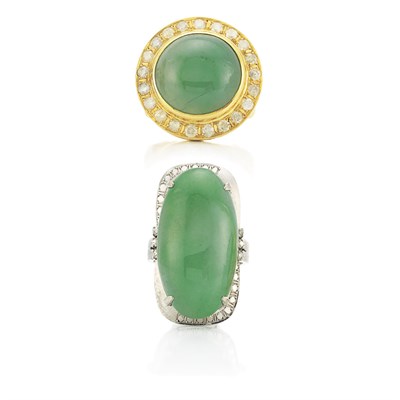 Lot 208 - Two Jade and Diamond Rings