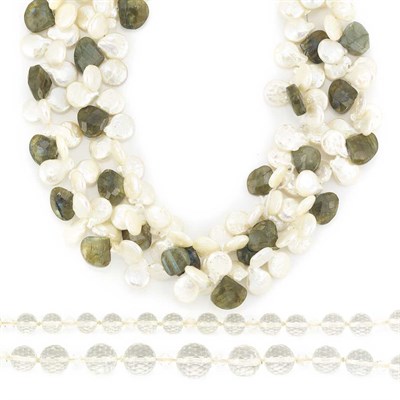 Lot 701 - Double Strand Freshwater Pearl and Labradorite Necklace and Rock Crystal Bead Necklace