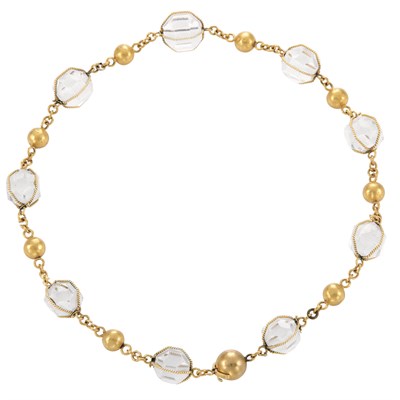 Lot 46 - Antique Gold and Faceted Rock Crystal Bead Necklace