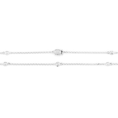 Lot 687 - White Gold and Diamond Chain Necklace with Diamond Clasp