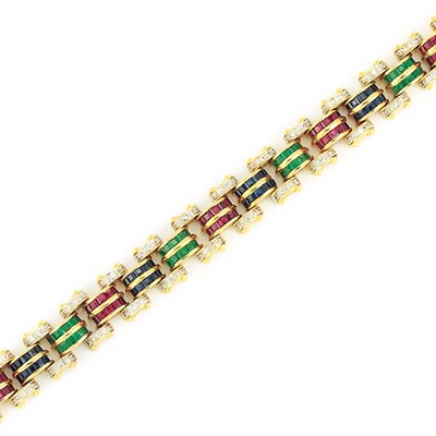 Lot 699 - Gold, Gem-Set and Diamond Bracelet