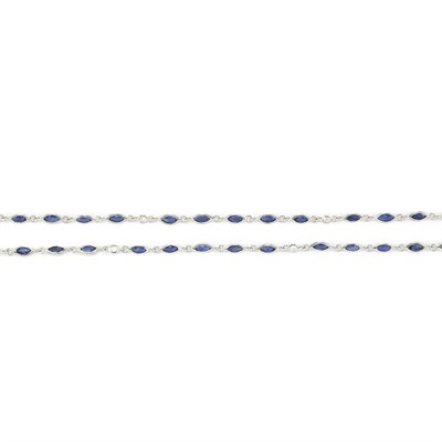 Lot 664 - Long White Gold, Sapphire and Diamond Chain Necklace
