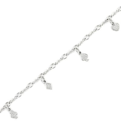 Lot 614 - White Gold and Diamond Playing Card Charm Bracelet