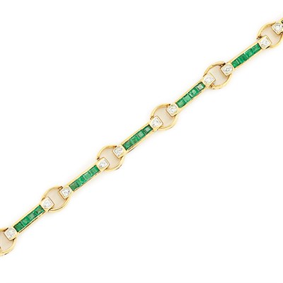 Lot 448 - Gold, Emerald and Diamond Bracelet