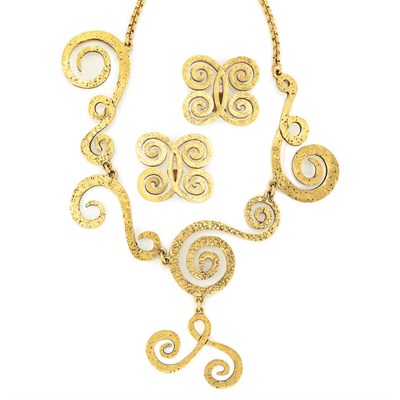 Lot 289 - Gold-Tone Metal Pendant-Necklace and Pair of Earclips, Chanel