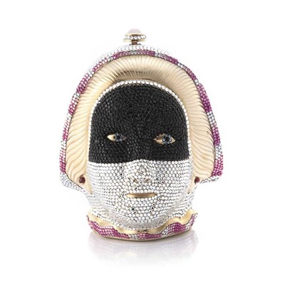 Lot 916 - Rhinestone Mask Clutch Evening Purse, Judith Leiber