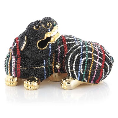 Lot 919 - Rhinestone Fu Dog Clutch Evening Purse, Judith Leiber