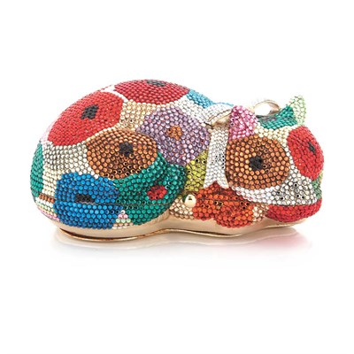 Lot 918 - Rhinestone Cat Clutch Evening Purse, Judith Leiber