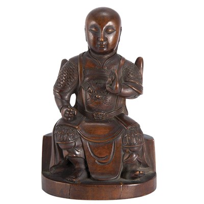 Lot 266 - Chinese Boxwood Guardian Figure 19th Century...