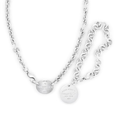 Lot 384 - Sterling Silver Link Chain Necklace and Bracelet, Tiffany & Co.