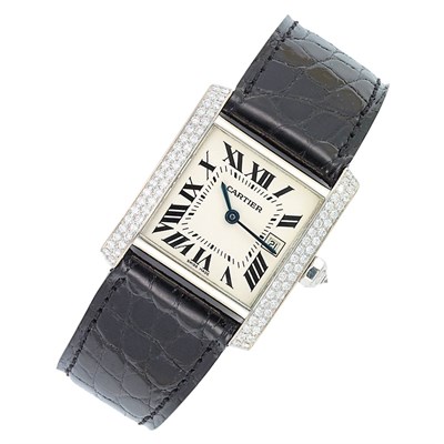 Lot 776 - White Gold and Diamond Wristwatch, Cartier
