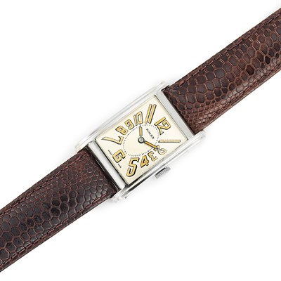 Lot 580 - Gentleman's Rectangular Stainless Steel Wristwatch, Rolex