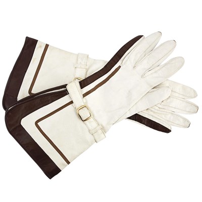 Lot 1059 - Pair of Ivory Kid Gauntlets 1930s Trimmed with...