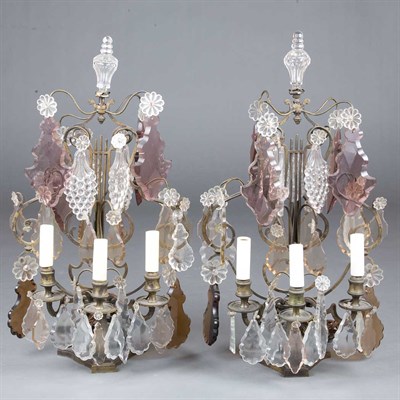 Lot 272 - Pair of Louis XV Patinated-Metal and Glass...
