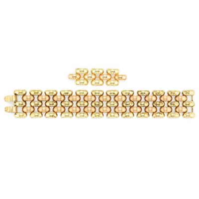Lot 283 - Two-Color Gold Bracelet and Brooch