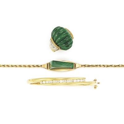 Lot 449 - Gold, Malachite and Diamond Jewelry