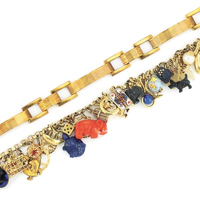 Lot 189 - Gold Bracelet and Charm Bracelet
