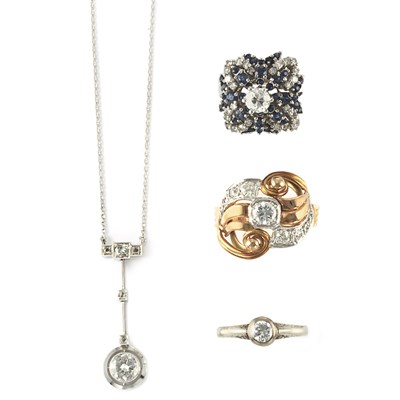 Lot 51 - Three Diamond Rings and Diamond Pendant